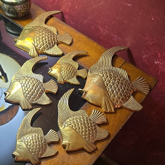 Other - Vintage - 1950s Brass Angel Fish Nautical Wall Art Collection - Set Of 6